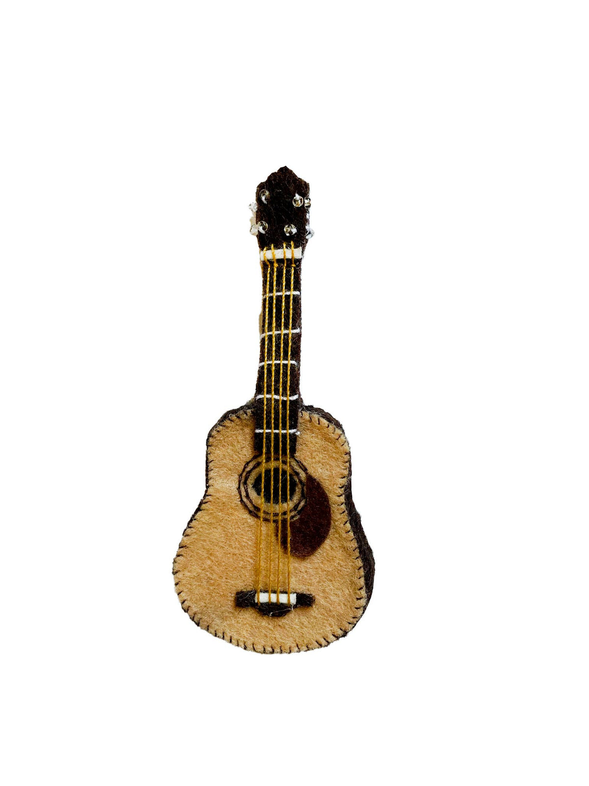 Small guitar with a woven body on a white background