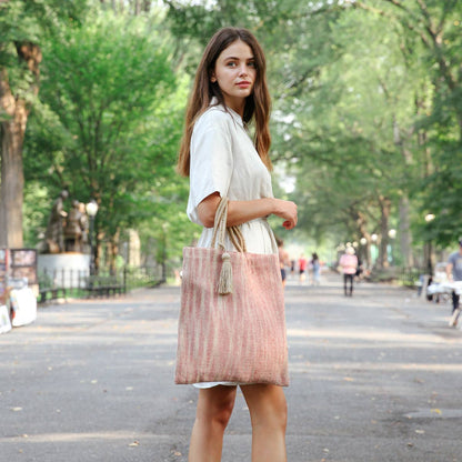 Handwoven Nadi Jute Tote Bag in Red
