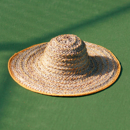 Sombrero de paja redondo ancho Pecatu balinés amarillo: Amarillo