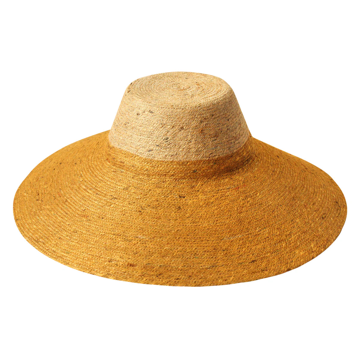 Yellow straw hat on a white background