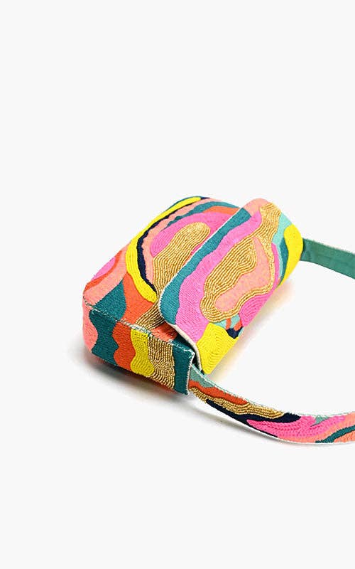 Colorful patterned belt on a white background