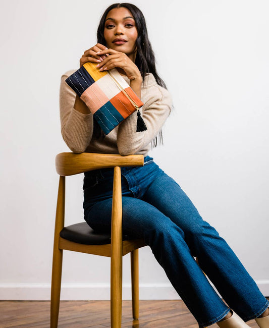Checkered Pouch in Cobalt