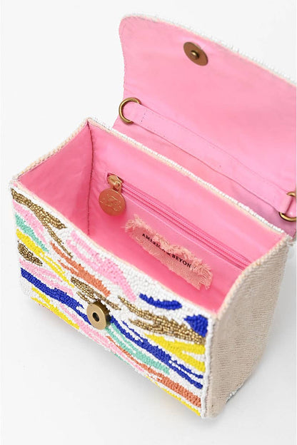 Colorful jewelry box with rainbow design on a white background
