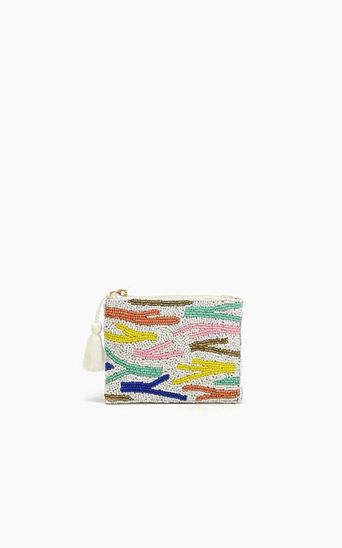 Colorful wallet with abstract design on a white background